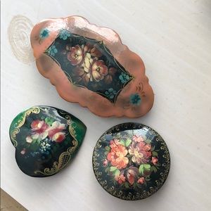 Hand painted hair barrette /pin set